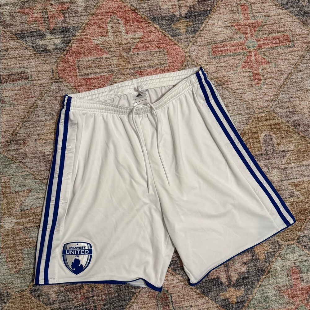 Adidas- Midwest United White and Blue Men's Shorts- sz. Large